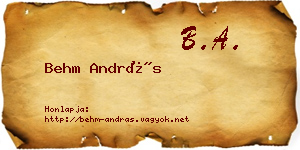 Behm András névjegykártya